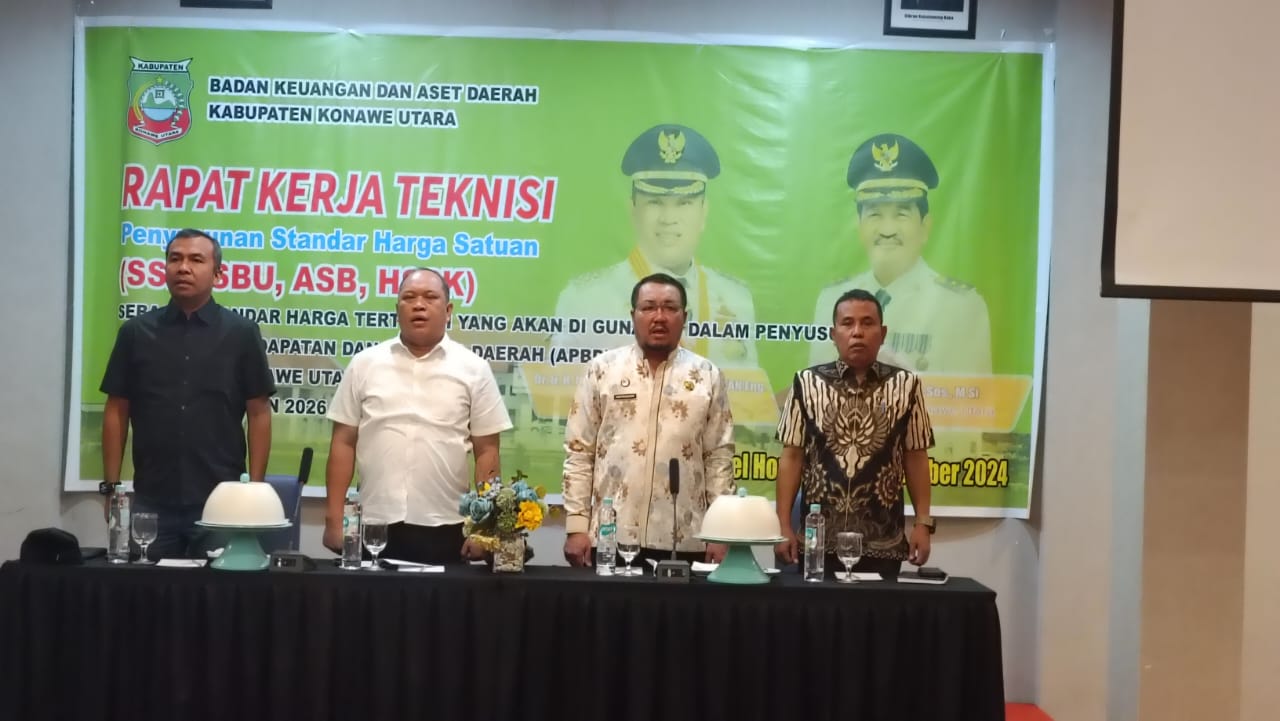 Bupati Konut Bersama Dinas BKAD Gelar Rapat Kerja Teknisi Penyusunan Standar Harga Satuan