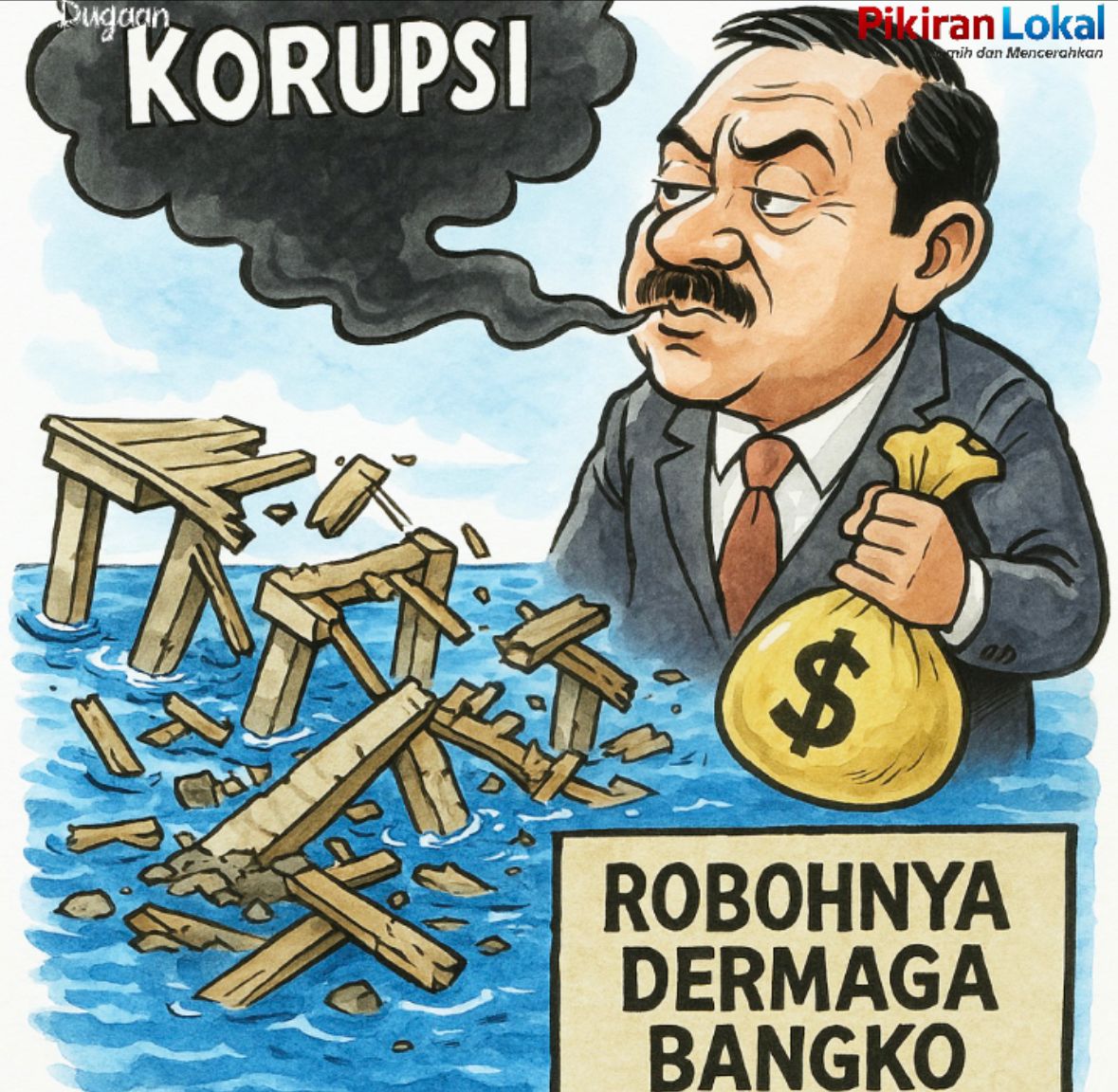 Aroma Dugaan Korupsi Robohnya Dermaga Bangko Mubar