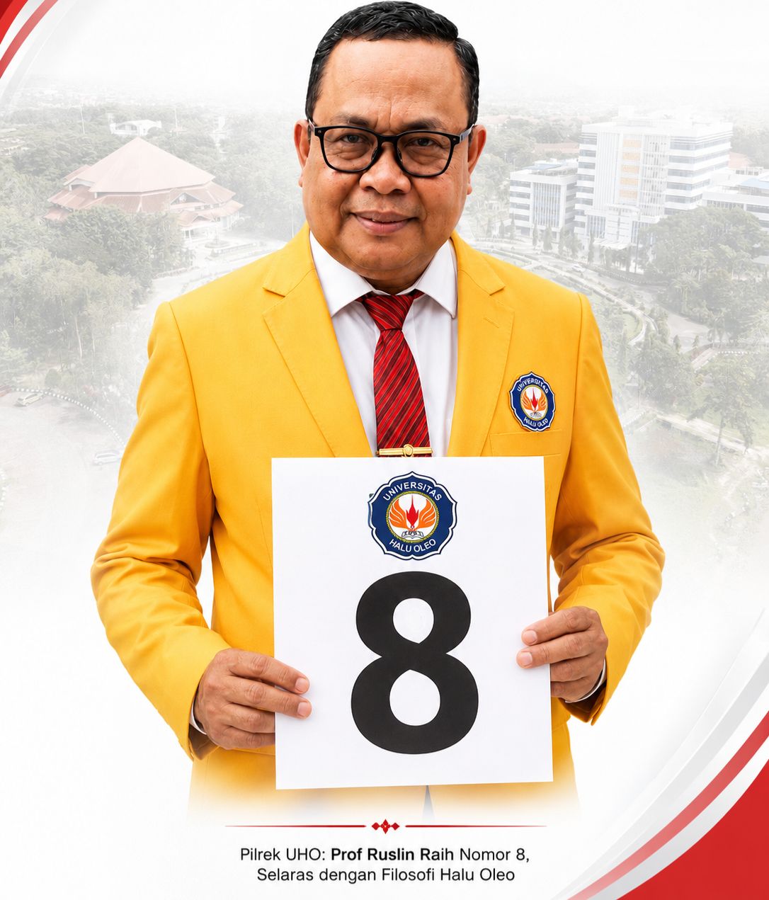 Pilrek UHO: Prof Ruslin Raih Nomor 8, Selaras dengan Filosofi Halu Oleo